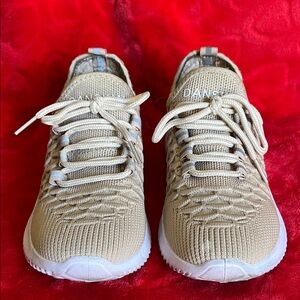 Danskin Tan Knit Lace-Up Sneakers
